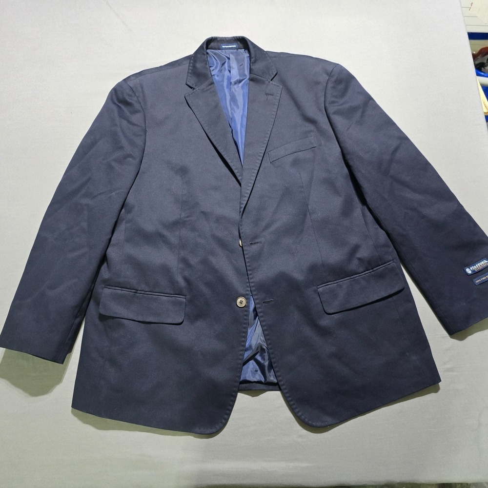 Stafford‎ Blazer XL Navy Pima Cotton Sport Coat Dark Academia Preppy Old Money,